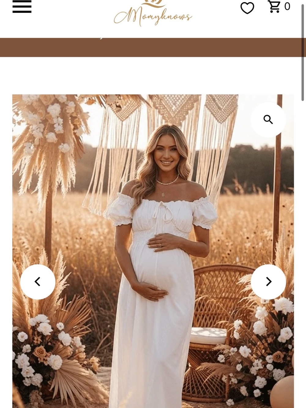 Off-Shoulder White Maxi Maternity Dress